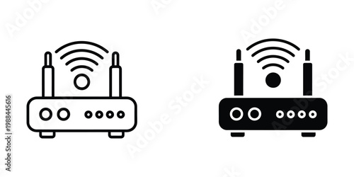 Tableau sur toile Comparison of two different wireless router designs with antennas and ports