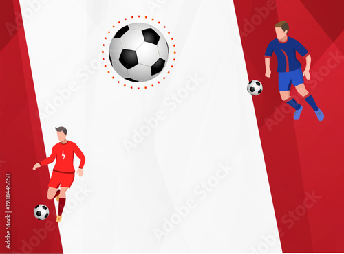 Equipment, kicking a soccer ball, running. soccer - vector illustration of a young men wearing.  football field. black, red