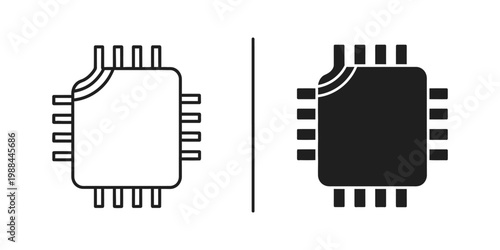 Comparison of an empty and filled integrated circuit chip package illustration
