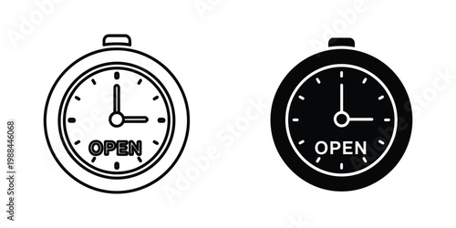Two contrasting stopwatches displaying the open status with differing visual styles