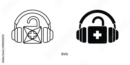Headphones with lock symbols representing secure and restricted audio access