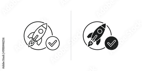 Launch success icons in contrasting styles