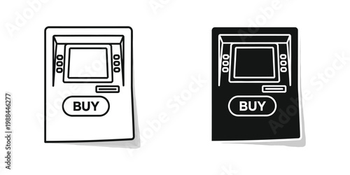 Comparison of two different atm machine designs with buy button functionality highlighted