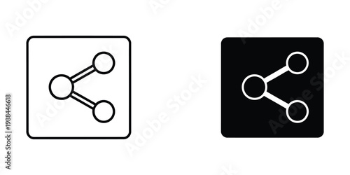 Comparison of a white and black icon design with three interconnected nodes