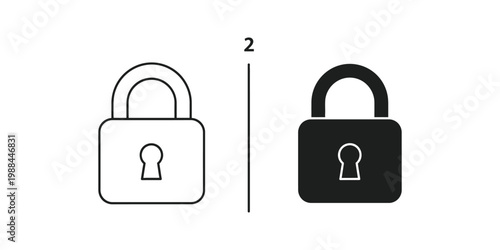 Comparison of a standard lock and a secure black lock with a keyhole.
