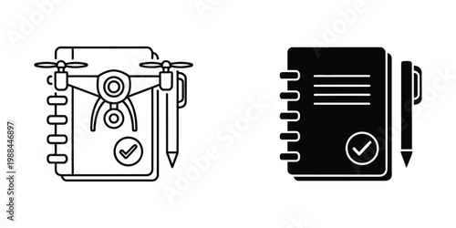 Drone operation checklist and documentation with pen for completion