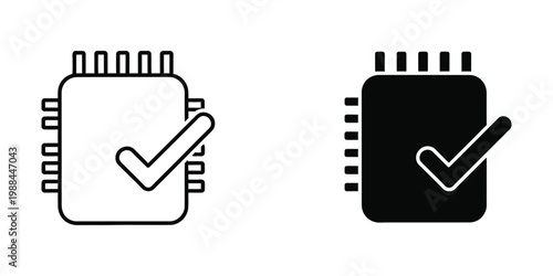 Two notebook icons with checkmarks indicating completion or approval in different styles