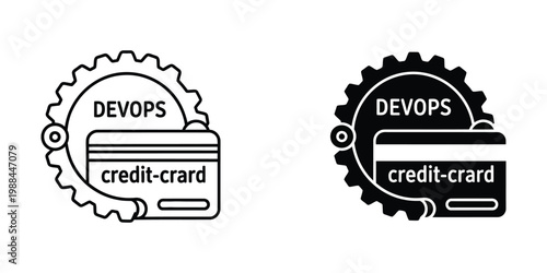 Devops integration with credit card payment symbolized by gear and card icons