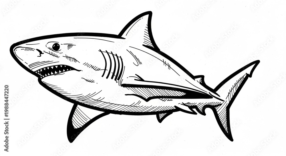 Obraz premium Shark sketch vector illustration.