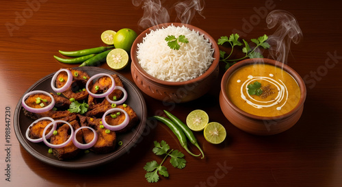 Traditional Bangladeshi Meal with Hilsa Fish and Rice - Gourmet Food