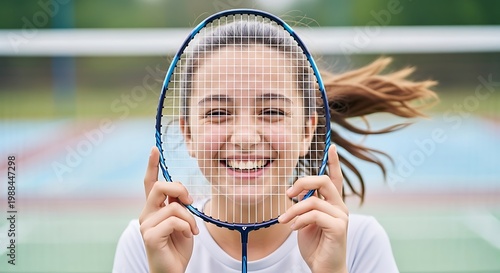 Smiling Badminton Player - A Portrait of Joy and Focus on the Court.