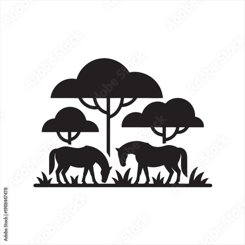 A seamless vector illustration of a cartoon elephant with an umbrella provides protection from autumn rain under a wet sky filled with clouds in this nature silhouette design icon