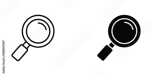 Contrast between a white and black magnifying glass icon