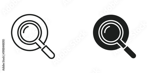 Comparison of empty and filled magnifying glass icons with search functionality