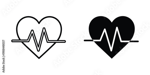Heartbeat symbolized by a heart with an electrocardiogram line
