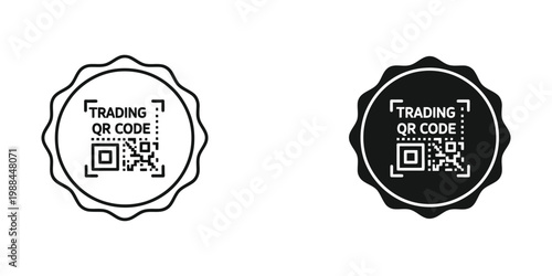 Trading qr codes displayed in decorative badge formats for easy access and identification