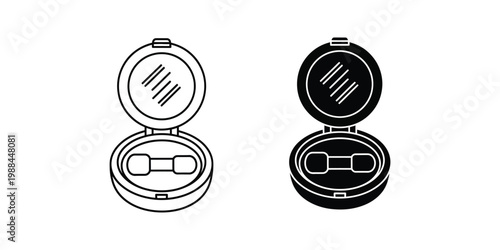 Comparison of an open compact mirror case with different lid designs