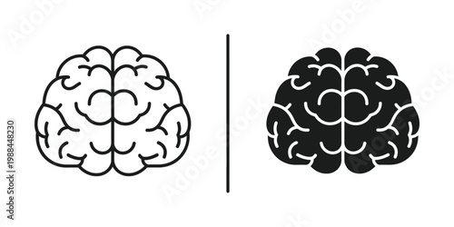 Contrast between a light and dark depiction of human brain hemispheres