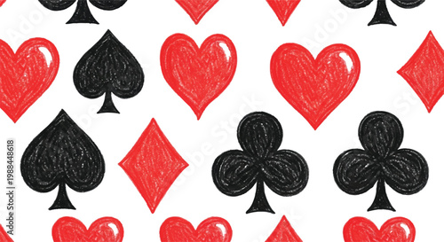 A set of black and white playing card suit symbols on a white background.