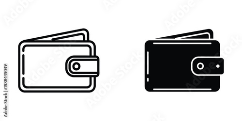 Two wallet designs illustrated in contrasting black and white styles