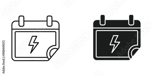 Contrast of calendar icons with lightning symbols in light and dark backgrounds