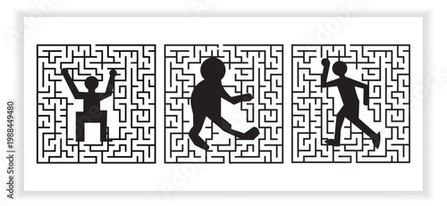 Man Walking Through Labyrinth for Life Challenge Concept Design