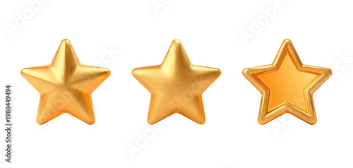Golden 3D Stars Set - Volumetric Vector Design Elements