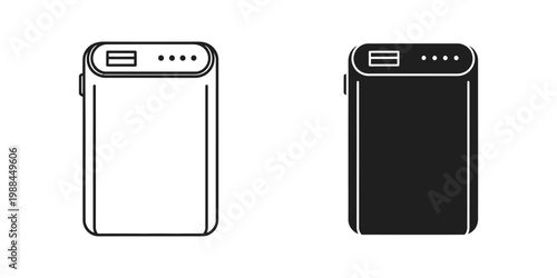 Comparison of a blank and filled portable power bank design illustration