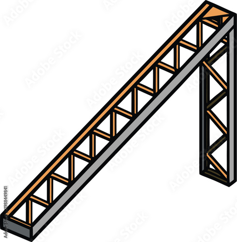 Tableau sur toile Angled Metal Truss Segment with Vertical Support Structure