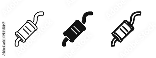 Automotive Exhaust Muffler System Icon Set for Car Repair and Service