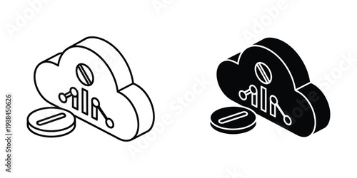 Cloud storage icons representing healthcare and digital medical records management