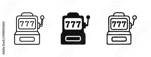 Slot Machine Jackpot 777 Icons for Casino Gambling and Entertainment