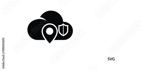 Cloud with location pinpoint and wifi symbol integrated design
