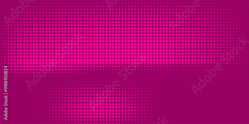 Bright pink and magenta retro pop art background with dots. Vector abstract background with halftone dots design.