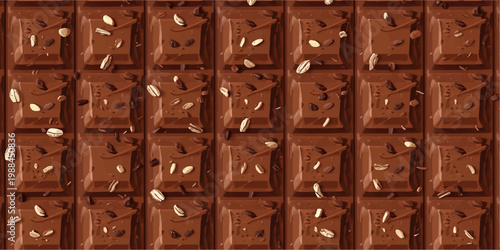 A close up of an old brown wooden door handle reveals a dark cocoa texture and square block pattern reminiscent of a delicious gourmet chocolate bar