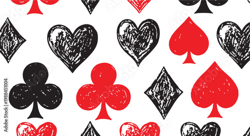 A set of black and white playing card suit symbols on a white background.