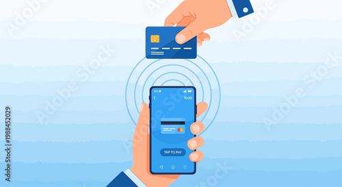Contactless payment using smartphone and credit card technology.