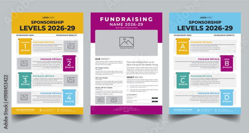 Sponsorship Laval Layout Design. Nonprofit Fundraising Colorful Flyer Business Concept Profile.