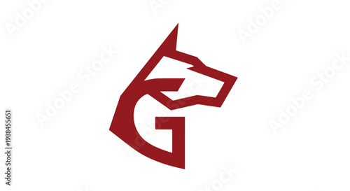 Abstract red wolf head logo integrated with letter G
