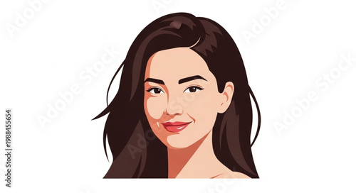 Portrait of a young woman with long dark hair and a gentle smile.