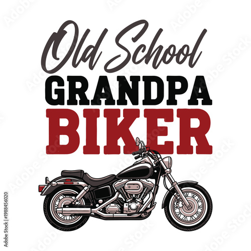 Old school grandpa biker with a classic motorcycle and vintage style design