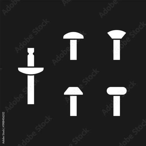 Set glyph icons of rivets