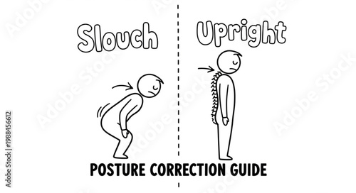 Posture Correction Guide - Slouch vs Upright Body Alignment.