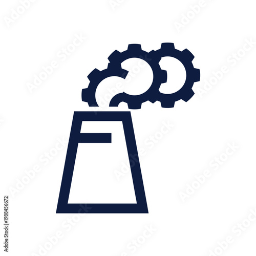 Industrial Factory Emits Smoke with Gear Mechanics on Top