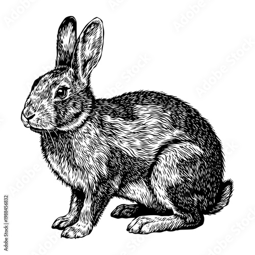 hand drawn illustration of a vector rabbit