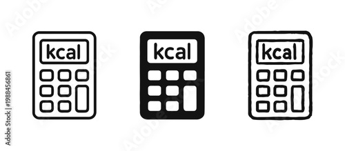Calorie Counter Calculator Icons Set - Nutrition and Kcal Counting Concept