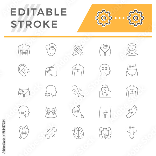 Set line icons of body pain