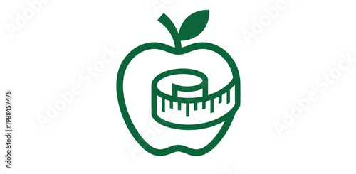 The measuring tape wrapped around a green apple symbolize health.