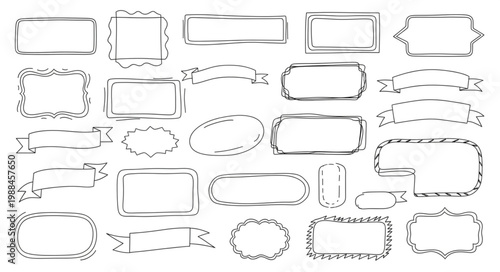 Collection of Hand Drawn Doodle Frames and Borders.