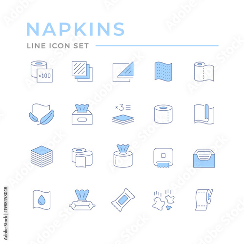 Set color line icons of napkins